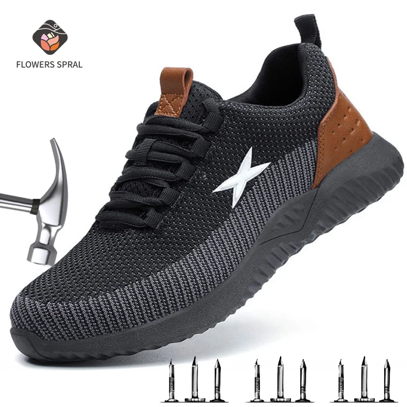 Safety Work Shoes Man With Steel Toe Cap Breathable Construction Work Boots Man Safety Shoes New Safety Shoes