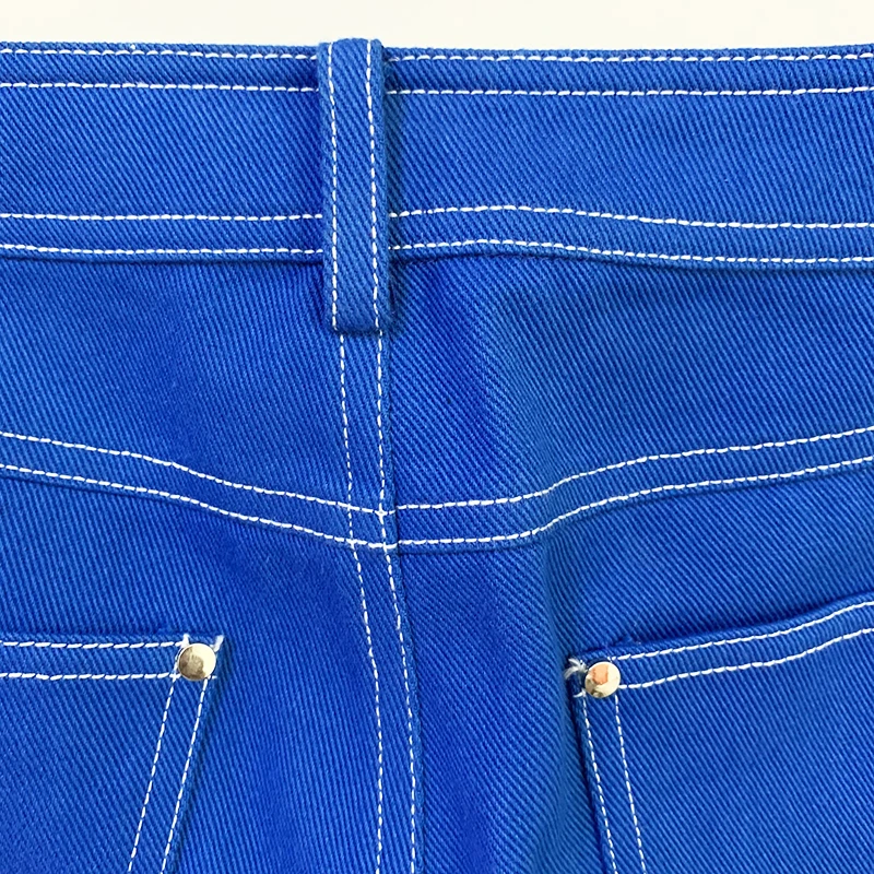 

HIGH STREET Newest 2021 Designer Jeans Women's Top Stitching Contrast Denim Jeans Pencil Pants