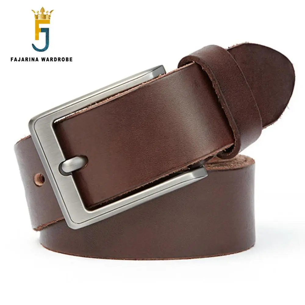 FAJARINA Top Quality Retro Styles Coffee Belts 100% Pure Cow Skin Leather Pin Buckle Belts for Male Used for 10 Years N17FJ756