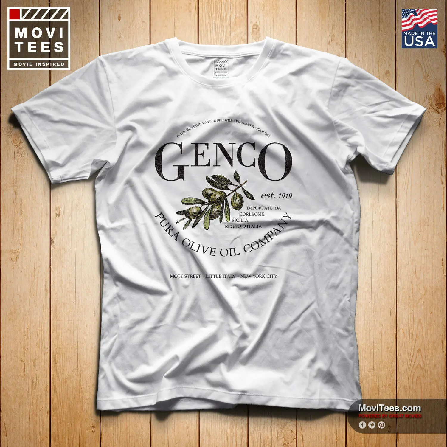 

Genco Pura Olive Oil Co T-Shirt 100% Cotton The Godfather Inspired Mafia 2019 Unisex Tee