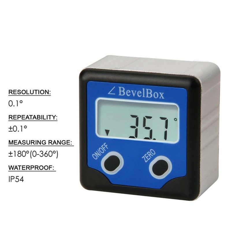 

Digital Bevel Box Specification Angle Protractor Used for Inclined Plane, Table Saw, Miter Saw Measurement and Leveling