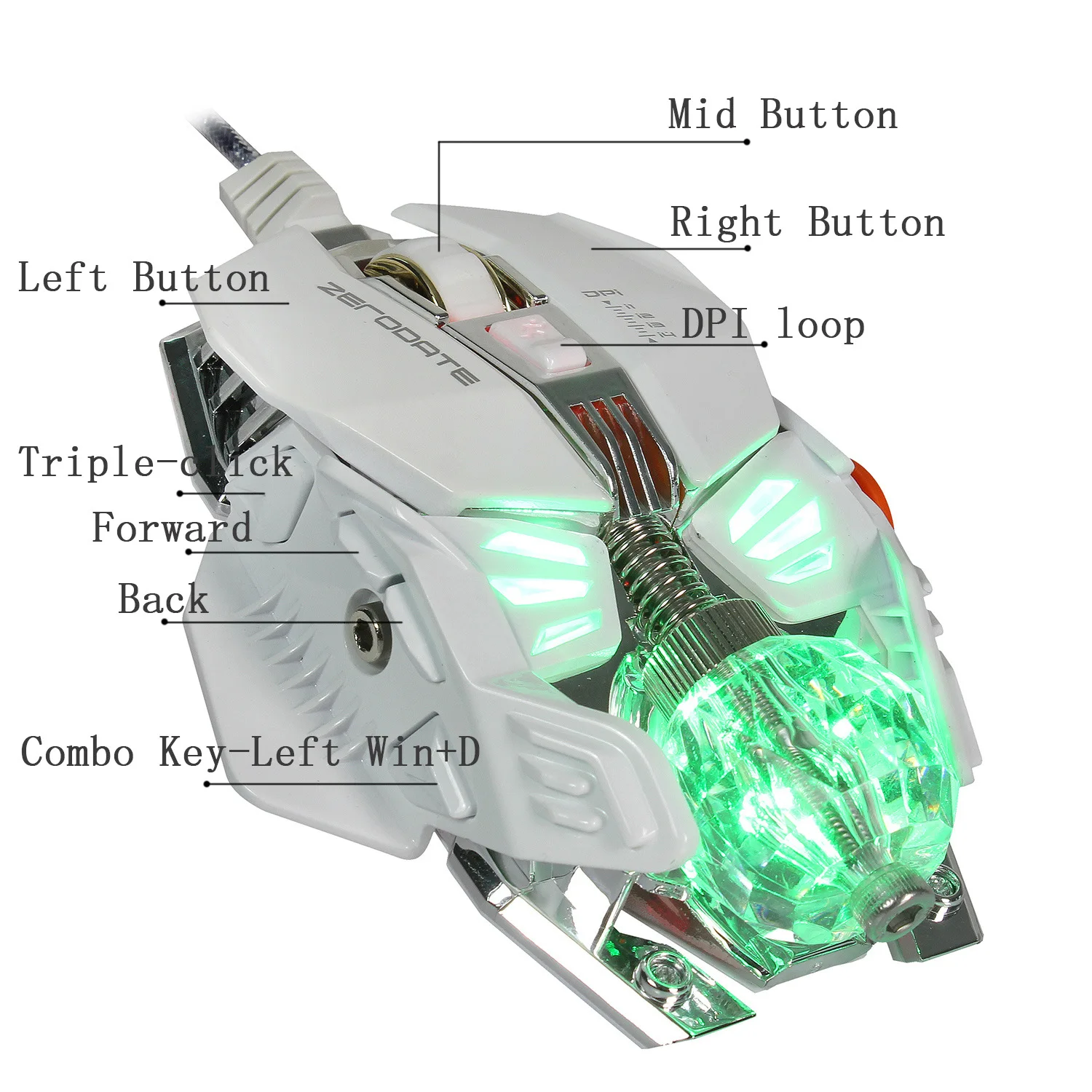 Профессиональная Проводная игровая мышь 4000DPI Регулируемая Программа USB Gamer Mice