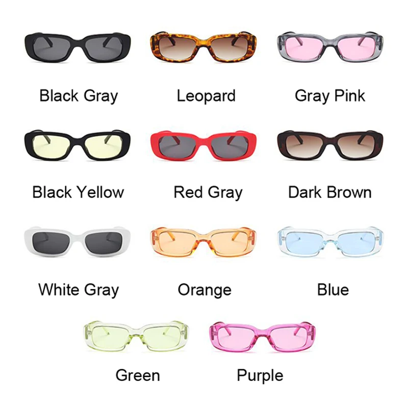 

Vintage Black Square Sunglasses Women Luxury Brand Small Rectangle Sun Glasses Female Gradient Clear Mirror