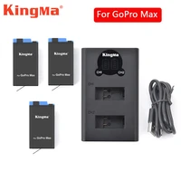 3pcs 1400mah go pro max battery dual slot lcd battery charger for hero gopro 8 max sport camera accessory