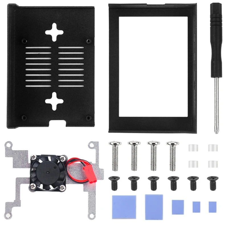 

P82F Durable Aluminium Shell Protective Container w/3.5inches LCD Touch Screen for Raspberry Pi 4B