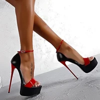 2022 summer womens sandals sexy waterproof platform buckle color matching stiletto high heel sandals nightclub shoes large size