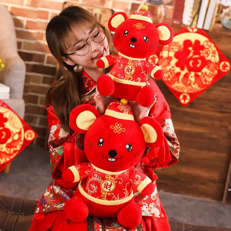 Крысиный год талисман Кукла бог богатства Зодиак крыса плюшевая игрушка | Дом и