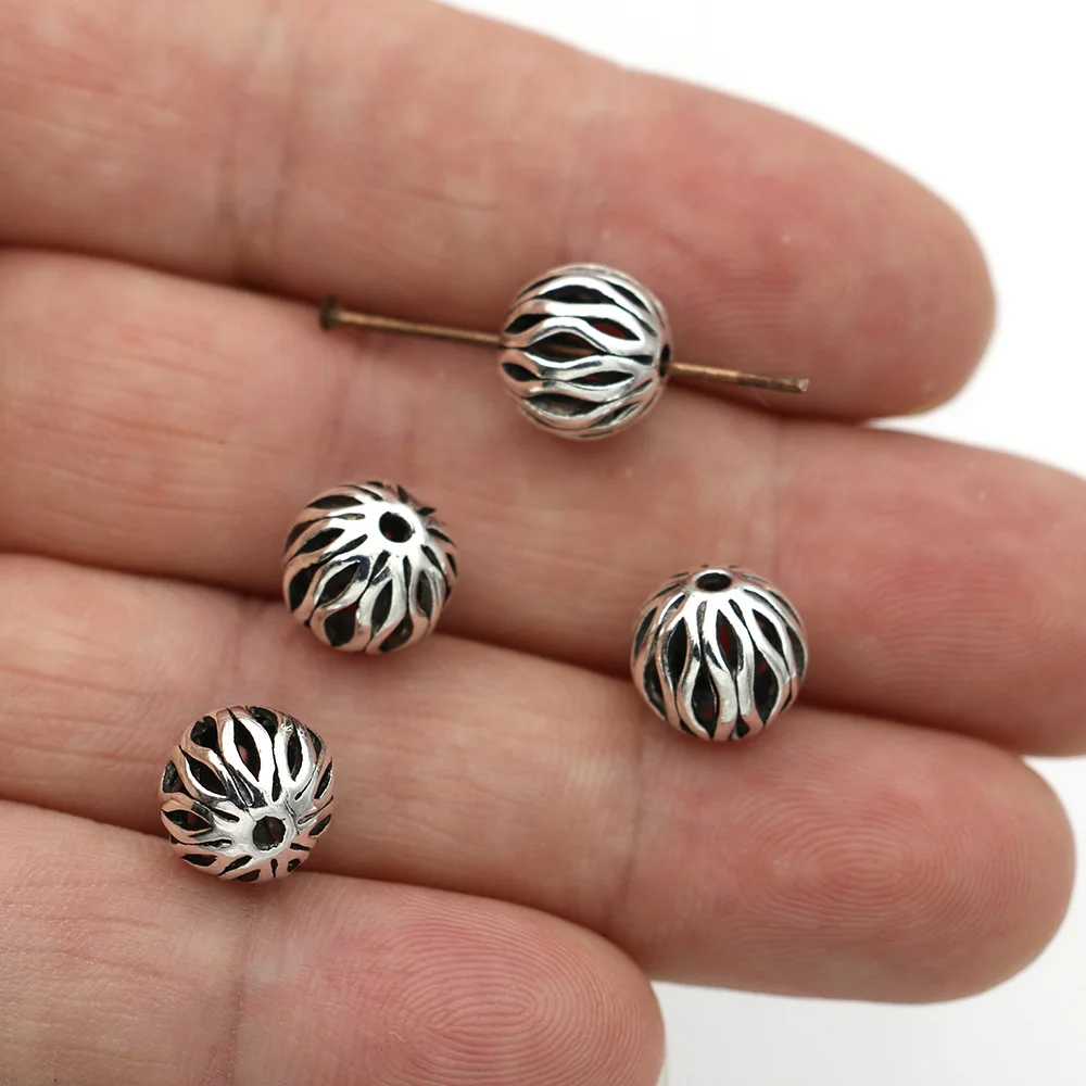 

8Pcs Silver Plated Wartermelon Round Spacer Loose Beads for Jewelry Making Bracelet Accessories Handmade 10mm