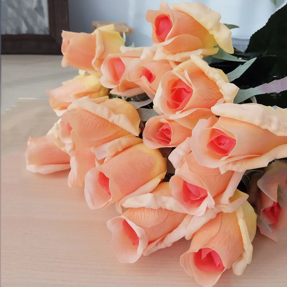 

10 Pcs Latex Real Touch Rose Feel Branch Fake Flower Simulation Decorative Home Artificial Roses Flowers Wedding Bouquet