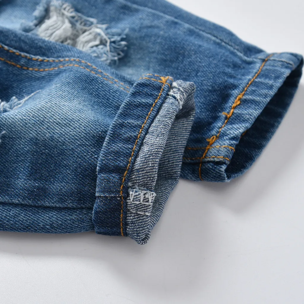 Детские модные однотонные джинсы для маленьких девочек и мальчиков длинные