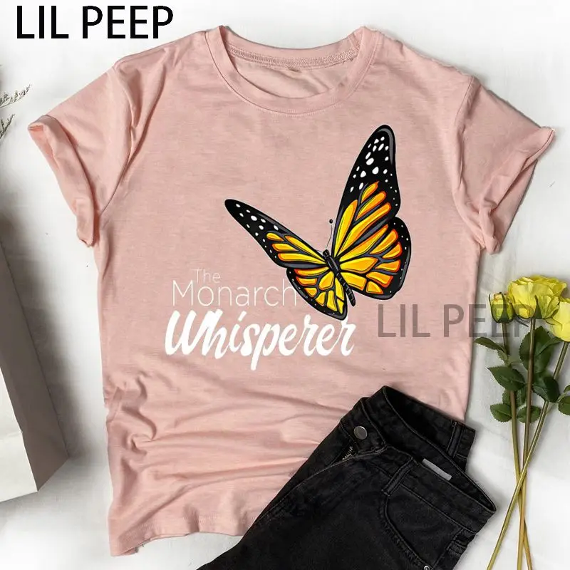 

Женская хлопковая Футболка Monarch заклинатель с принтом бабочки; Модная женская летняя обувь; Красивые женские футболка с коротким рукавом ра...