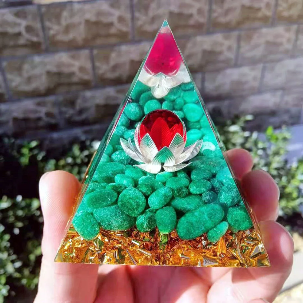 

Orgonite Pyramid Natural Crystal Gem Healing Energy Stone Tiger Eyes Reiki Pyramid Ornaments for Home Office Desktop Decoration