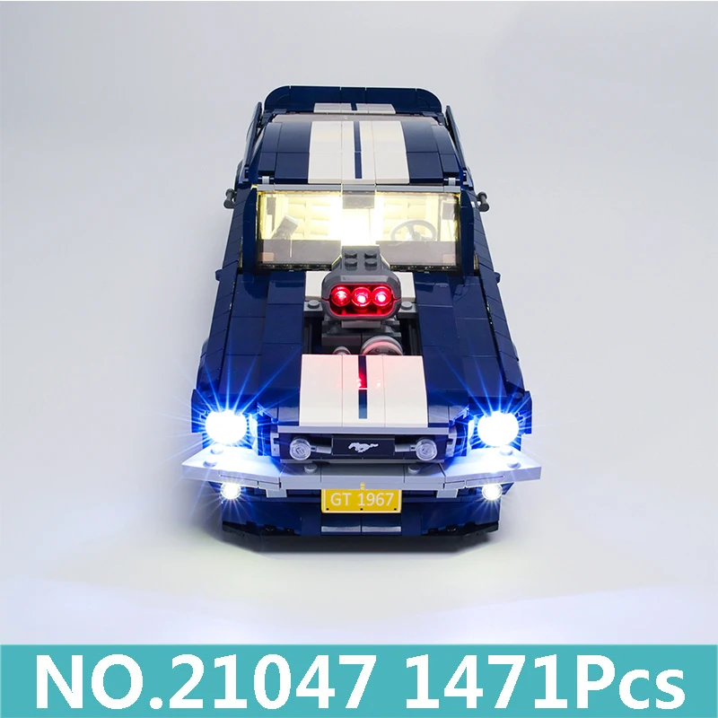 21047 With LED Lepinblocks King Bricks 21047 Ford Mustang Technic модель автомобиля Строительные блоки Набор 10265 Creator Expert игрушки для детей подарок - Цвет: 21047 With LED