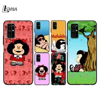 animated cute mafalda for huawei honor 30 30i 30s 20 20e 20s v20 10x 10i 10 7s 7a 7c pro plus 5g lite soft phone case