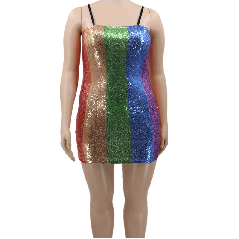 Блестящее облегающее мини-платье размера плюс с блестками для женщин