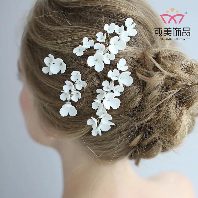 Женские шпильки для волос керамические заколки с белыми цветами гребни невесты