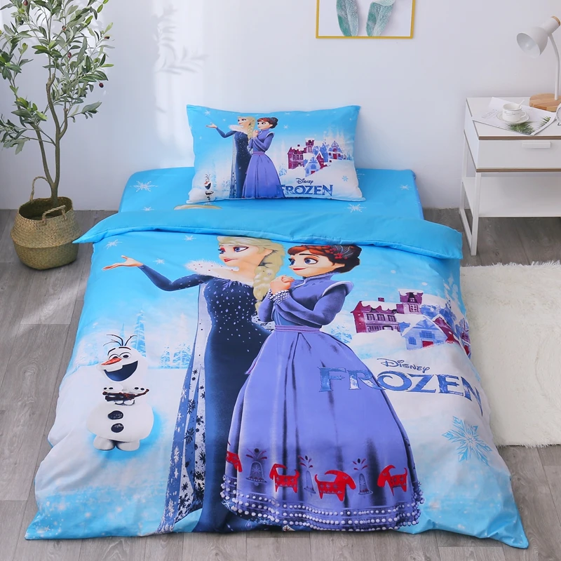 Disney Blue Frozen 2 Эльза Анна Принцесса 100% хлопок постельное белье Комплект постельного