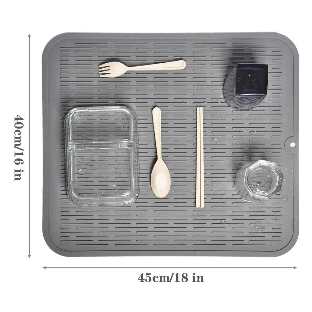 

Food Grade Silicone Kitchen Dish Drainer Tray Kitchen Organizer Compartment Plate Placemat Kitchen Supplies