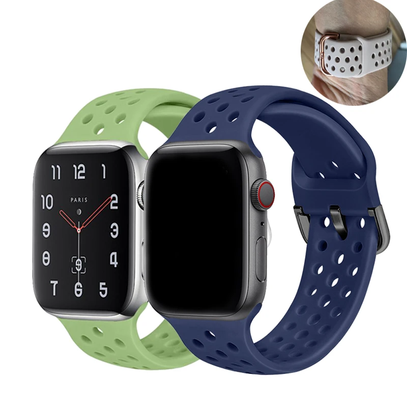 Спортивный силиконовый ремешок для Apple Watch 40 мм 44 браслет correa часов iwatch серии 5 4 3 2 1