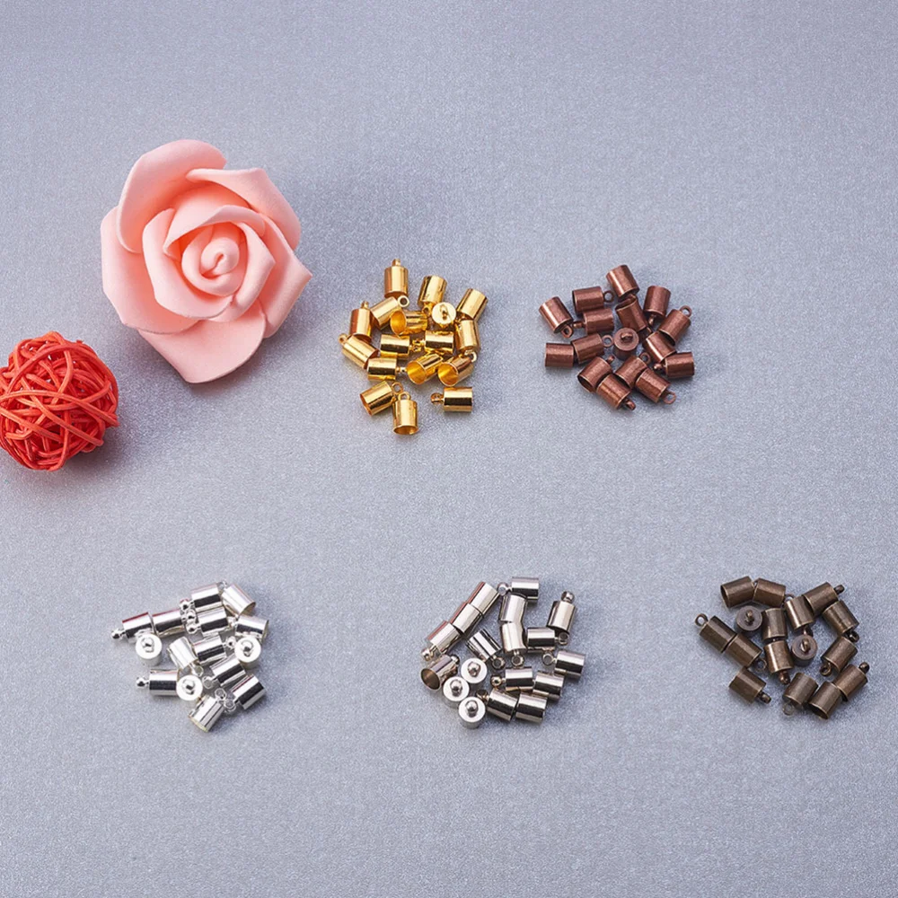 

200PCS Copper Cord Ends Caps DIY Jewelry Accessories Wide Weight Copper Cap Buckle Fringe Hat Buckle Leather Cord Buckle 6MM (Mi
