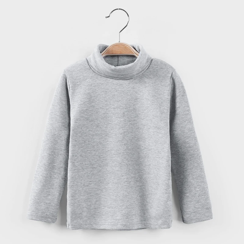 solid gray Новые осенне-зимние футболки для мальчиков и девочек 17 цветов, стильные детские топы с длинными рукавами для девочек, футболка одежда для малышей и больших детей унисекс - Цвет: solid gray