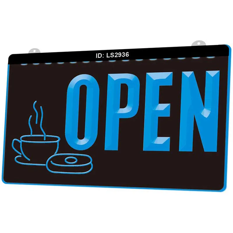 LS2936 чай кофе бар открыть новый 3D гравировка LED свет знак несколько цветов