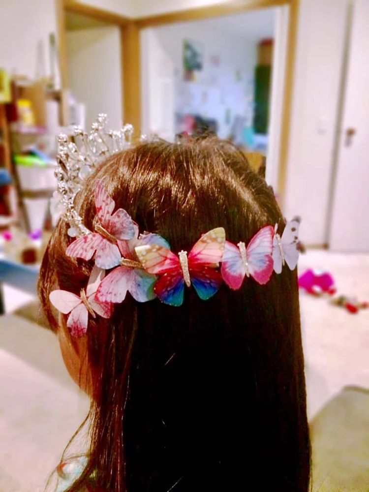 12 шт. заколки для волос с бабочкой девочек детская блестящая заколка Свадебные