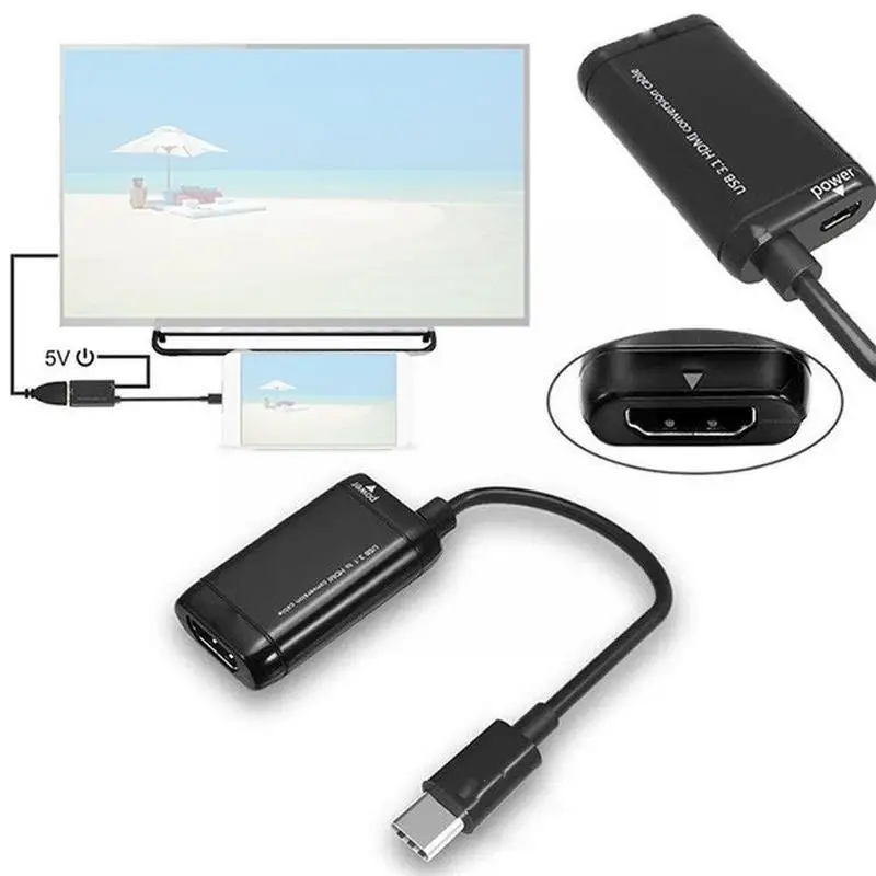 Разветвитель с портом питания USB Type-C на HDMI 1 шт. | Электроника