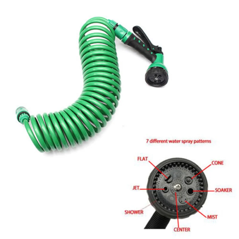 

Flexible 10M Retractable Coil Hose Pipe Garden Reel With Water Spray Gun Nozzle
