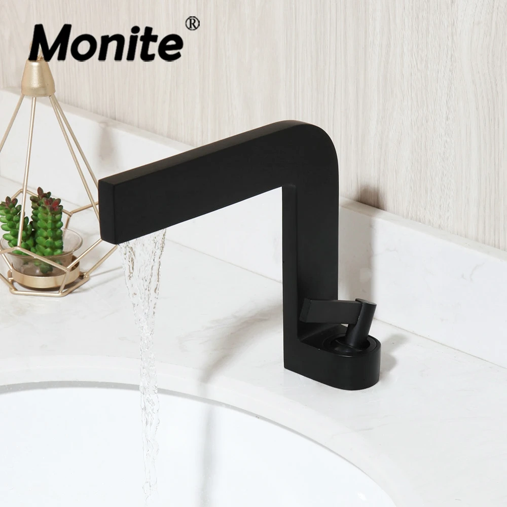 Матовый черный смеситель для умывальника Monite раковины с креплением на раковину
