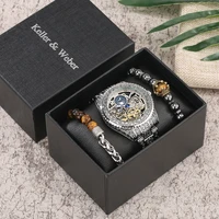 vintage men mechanical watch chic hollow dial clock stylish elastic man bracelet unique anniversary gifts with box to boyfriend