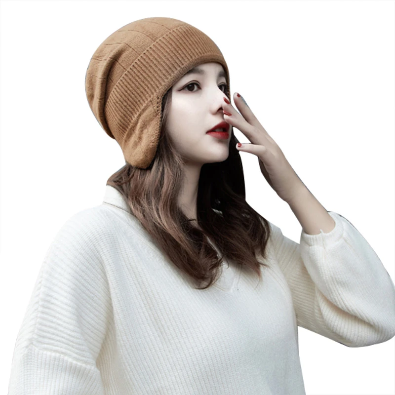 Новинка простая шерстяная шапка бини для женщин зимняя Skullies теплая с