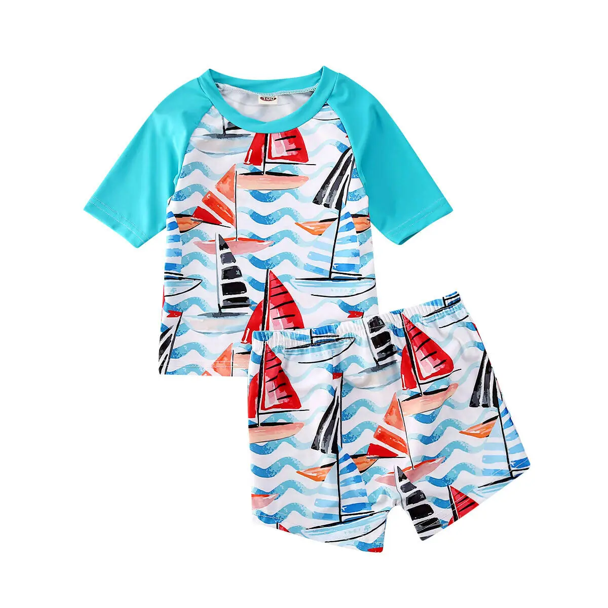 2 шт. детский купальный костюм с коротким рукавом и шортами|Купальные костюмы| |