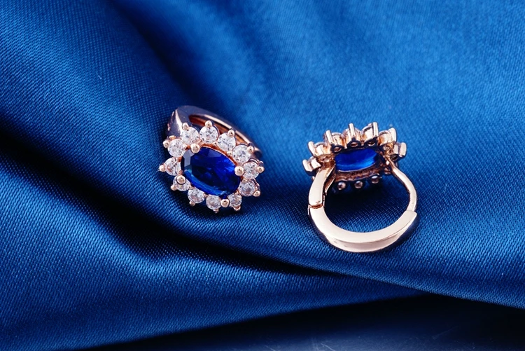 7 цветов, циркониевые серьги-кольца с розовым золотом для девочек, милые серьги, модные русские женские любимые ювелирные изделия