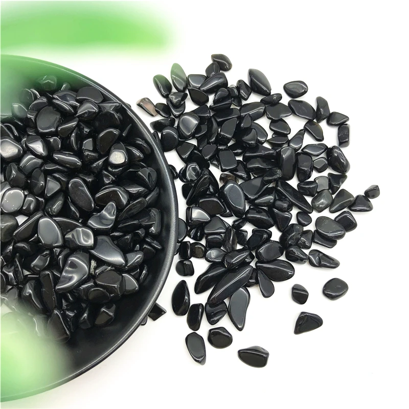 50 г 3 размера натуральный черный обсидиан гравий с кристаллами кварца Degauss