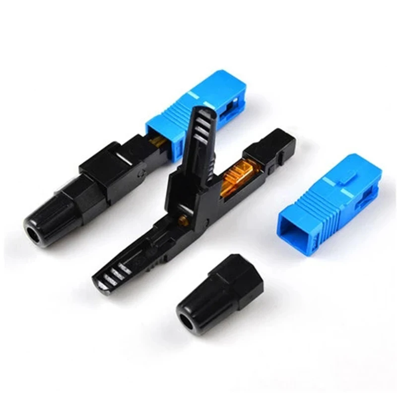 

200pcs 0.3dB SC UPC Fiber Optic Fast Connector 100 SC FAST Connector Blue Fibra FTTH Single Mode SC Quick Connector SC Adapter