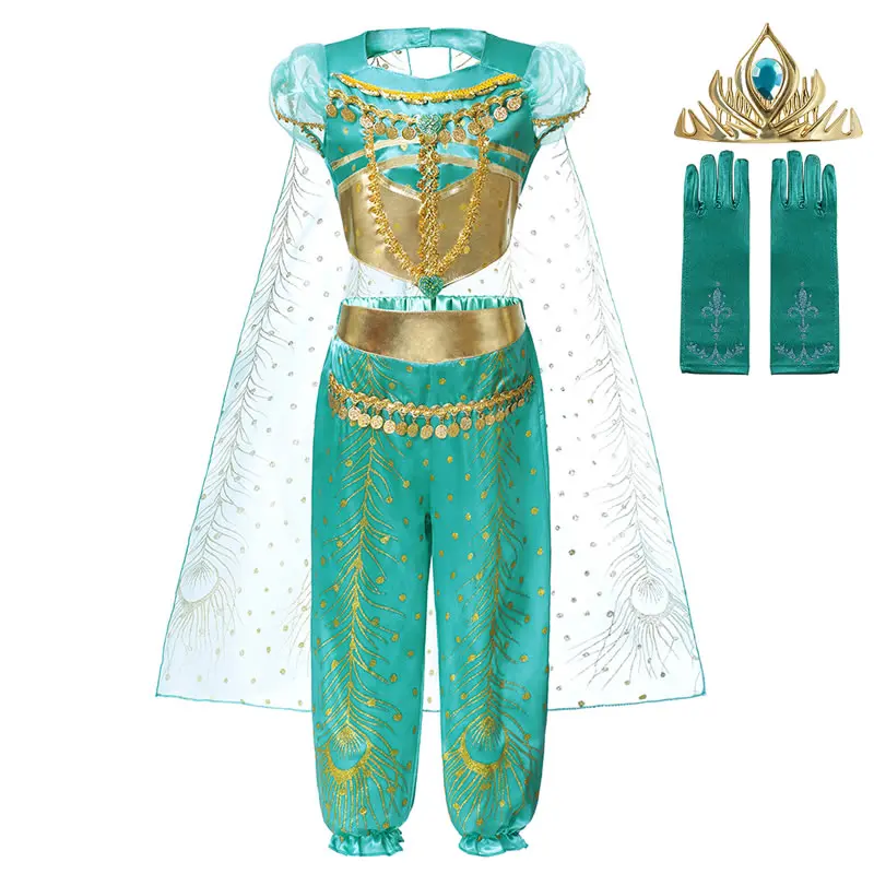 Aladdin женское платье для девочек с принтом павлина накидка Арабская принцесса