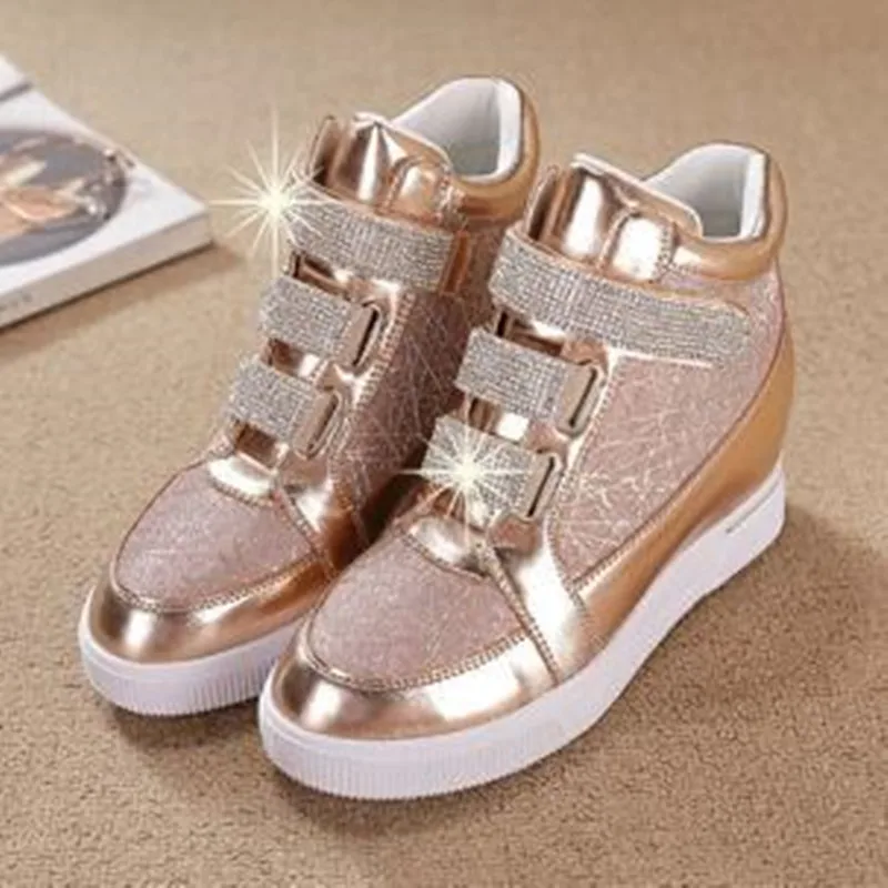 

Spring Women Bling Glitter Sneaker 2021 Casual Wedge Ladies Flat Shoes Comfortable Female Vulcanized Shoes Outdoor Single Shoes