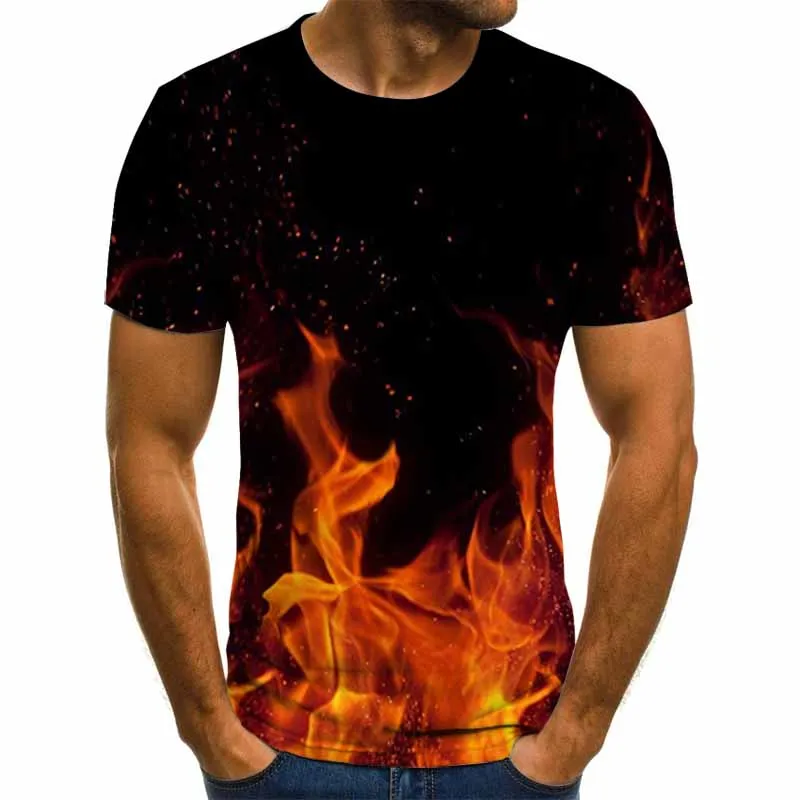 

new flame graphic T-shirt 3D printed men's T-shirt summer casual tops fashion round neck shirt plus size streetwear