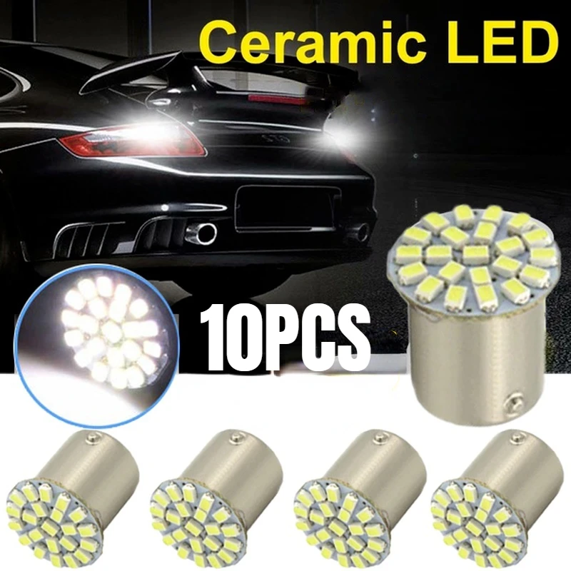 

10PCS Ba15s 11156 LED Bulb Parking Light Bay15d 1157 Turn Signal Light White Car Tail Brake Reversing Day Light Auto Accessories