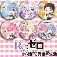 relife in a different world from zero action figure beatrice ram rem subaru cute backpack decoration tinplate badge toys
