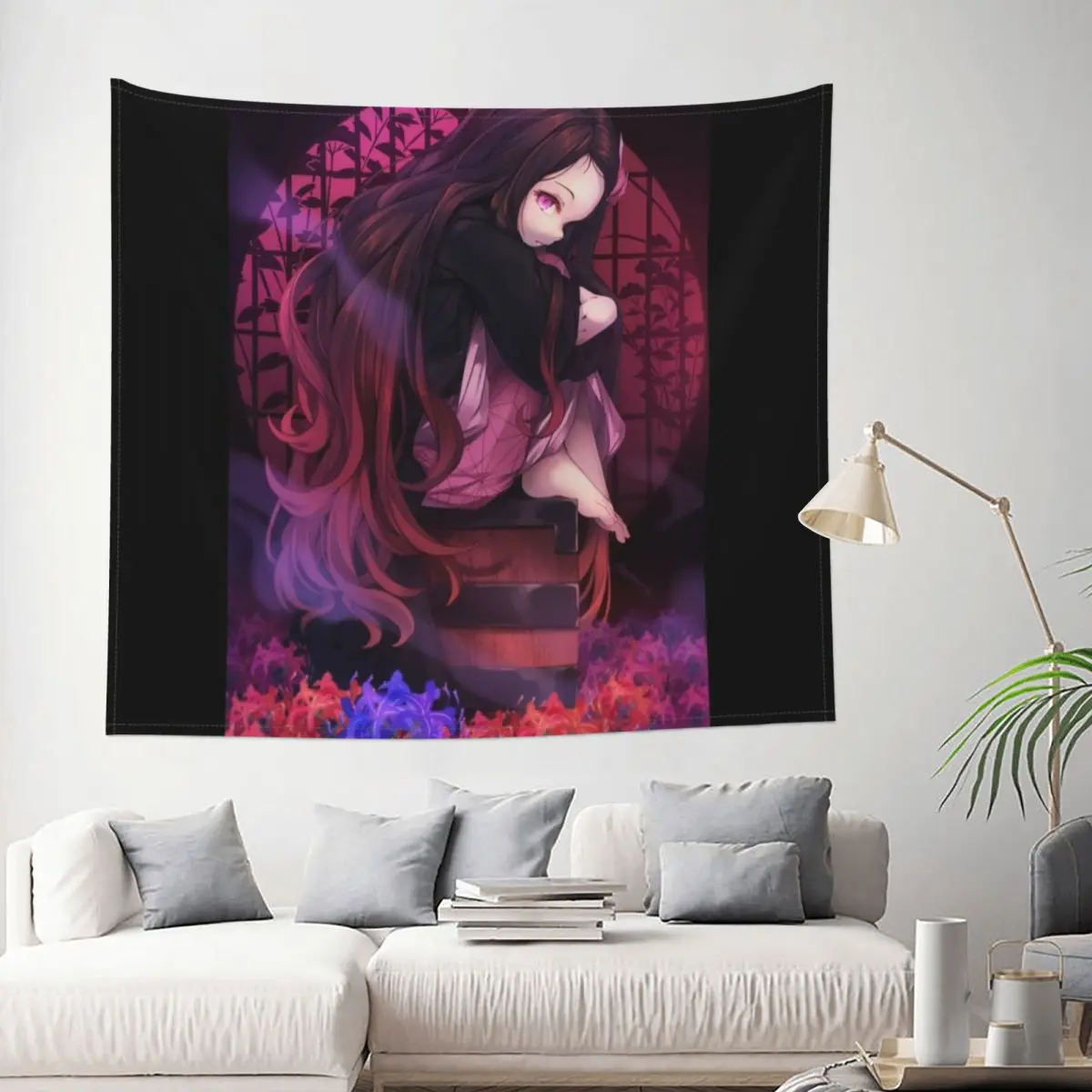 

Nezuko Kimetsu No Yaiba Tapestry Demon Slayer Anime Decoration Wall Room Home Decor Hanging Living room Kawaii Pattern Fashion