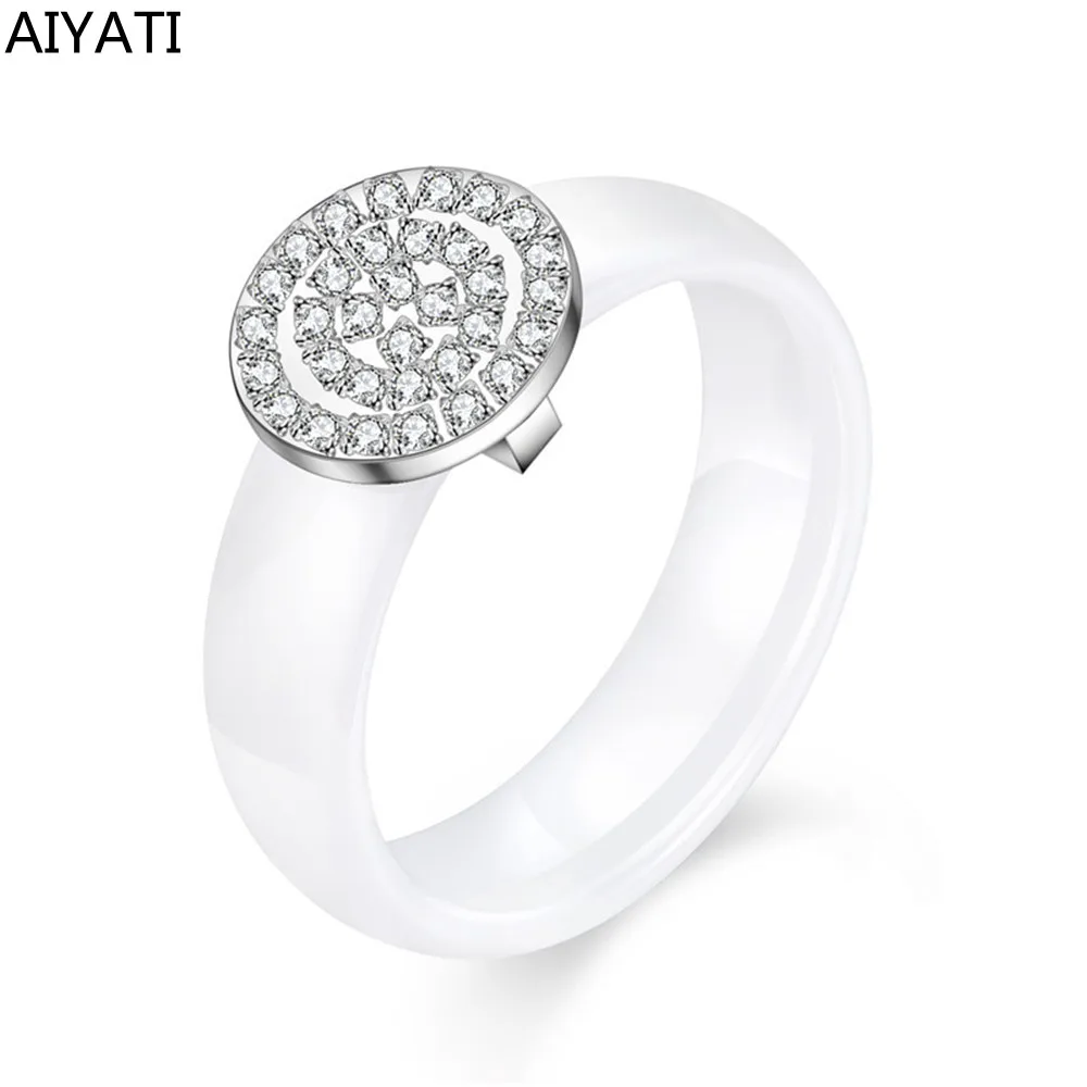 

White Ceramics Ring Fashion Women Jewelry Wedding Band Atacado Joyería Del Cuerpo Aneis Feminino Frete Grátis Bride
