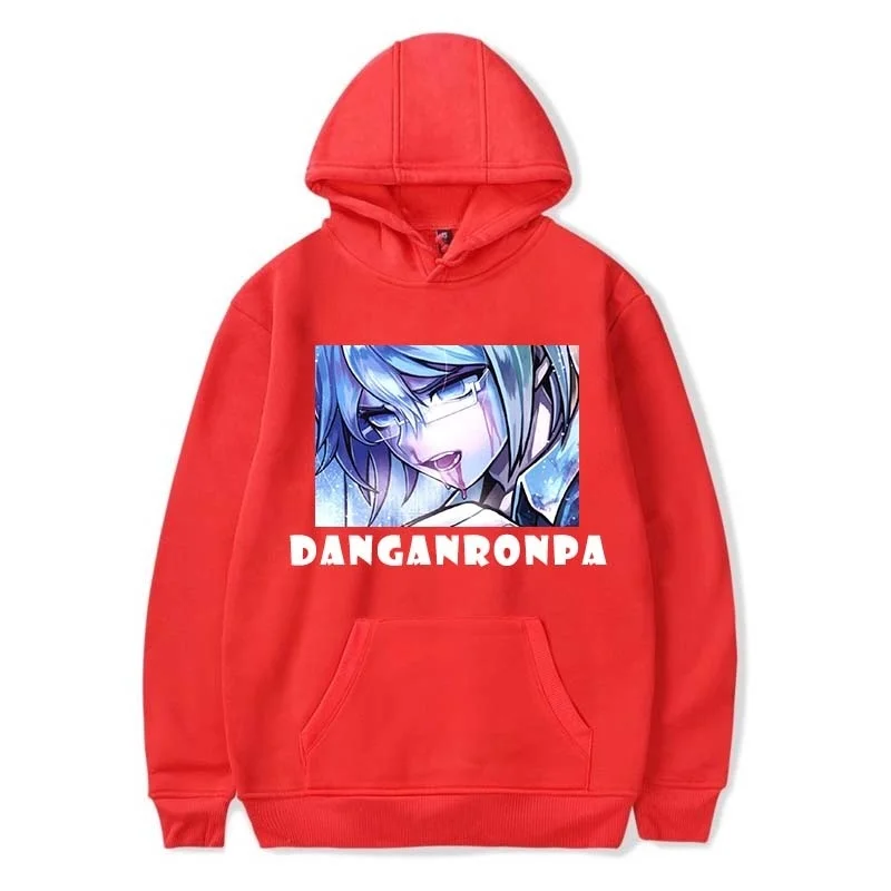 

Game Danganronpa Hoodies Cosplay Long Sleeve Unisex Sweatshirts Bear Print Solid Loose Pockets Casual Streetwear Sweater Top