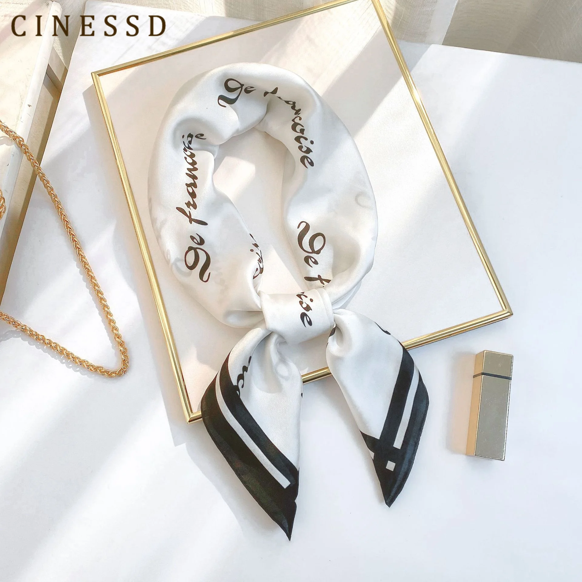 

Весенний Новый Шелковый шарф из искусственного шелка, Модный милый шифоновый шелковый шарф с буквенным принтом, Модный маленький шарф на ше...