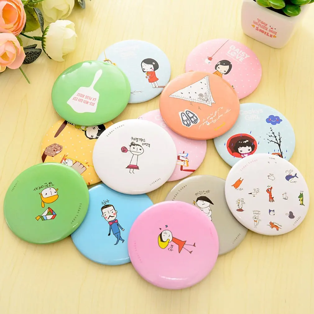 

Portable Size Lovely Cartoon Design Mini Makeup Mirror Compact Round Shape Shatter-Proof Makeup Mini Beauty Mirror Women