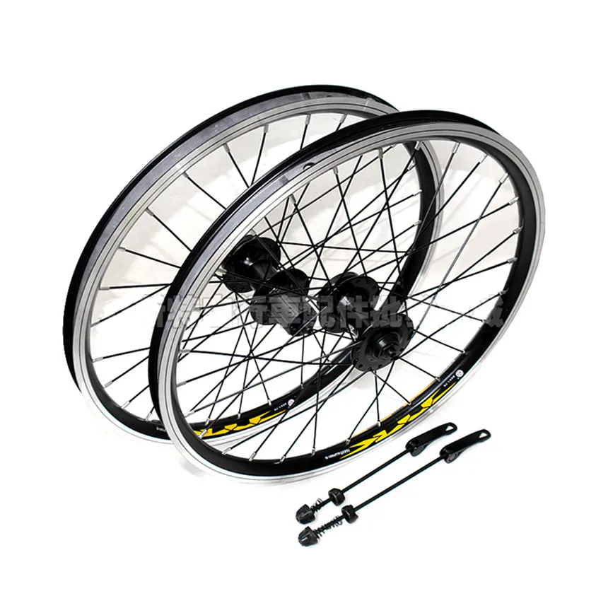 a pair black hub Складные велосипедные кассеты колесная 20 дюймов 406 в тормоза/Дисковые тормоза двойная алюминиевая ремка для телефона сплав обод 28 отверстие герметичные колесные диски - Цвет: a pair black hub