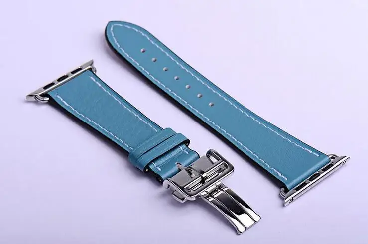 Серия 5 4 3 2 1 из натуральной кожи петлевой ремешок для Apple Watch band одинарный ремешок с пряжкой для iwatch 38 мм 42 мм 40 мм 44 мм - Цвет ремешка: Синий