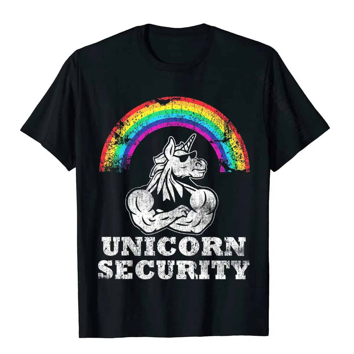 Unicorn Security Magical Funny Costume Outfit T-Shirt Street T Shirt Popular Tops Shirt Cotton Men's Summer