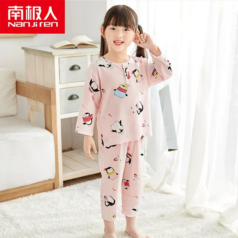 Детская Пижама NANJIREN Хлопковая пижама для мальчиков и девочек одежда сна